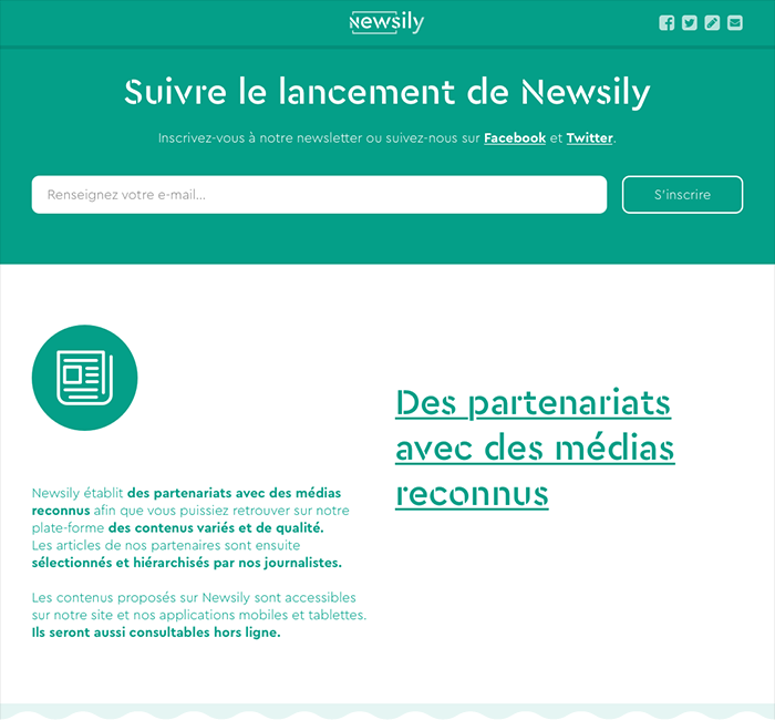 Site web vitrine de Newsily